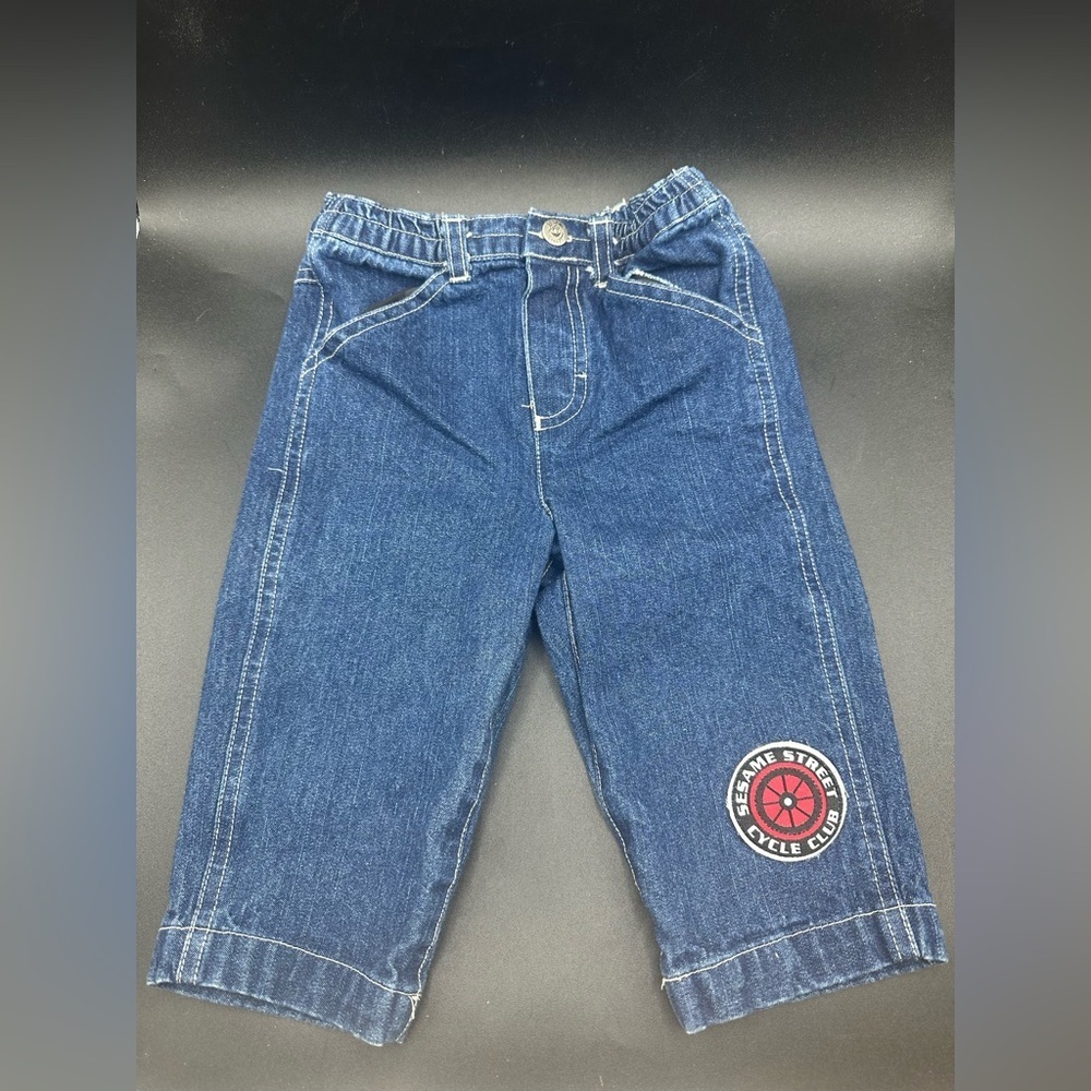 Vintage Sesame Street Cycle Club Denim Jeans Size 12 Months Boys Y2K